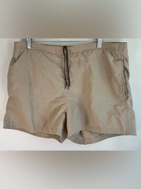 Vintage Nike ACG Shorts Swim Trunks Beige Tan Pockets Lined Logo Size M
